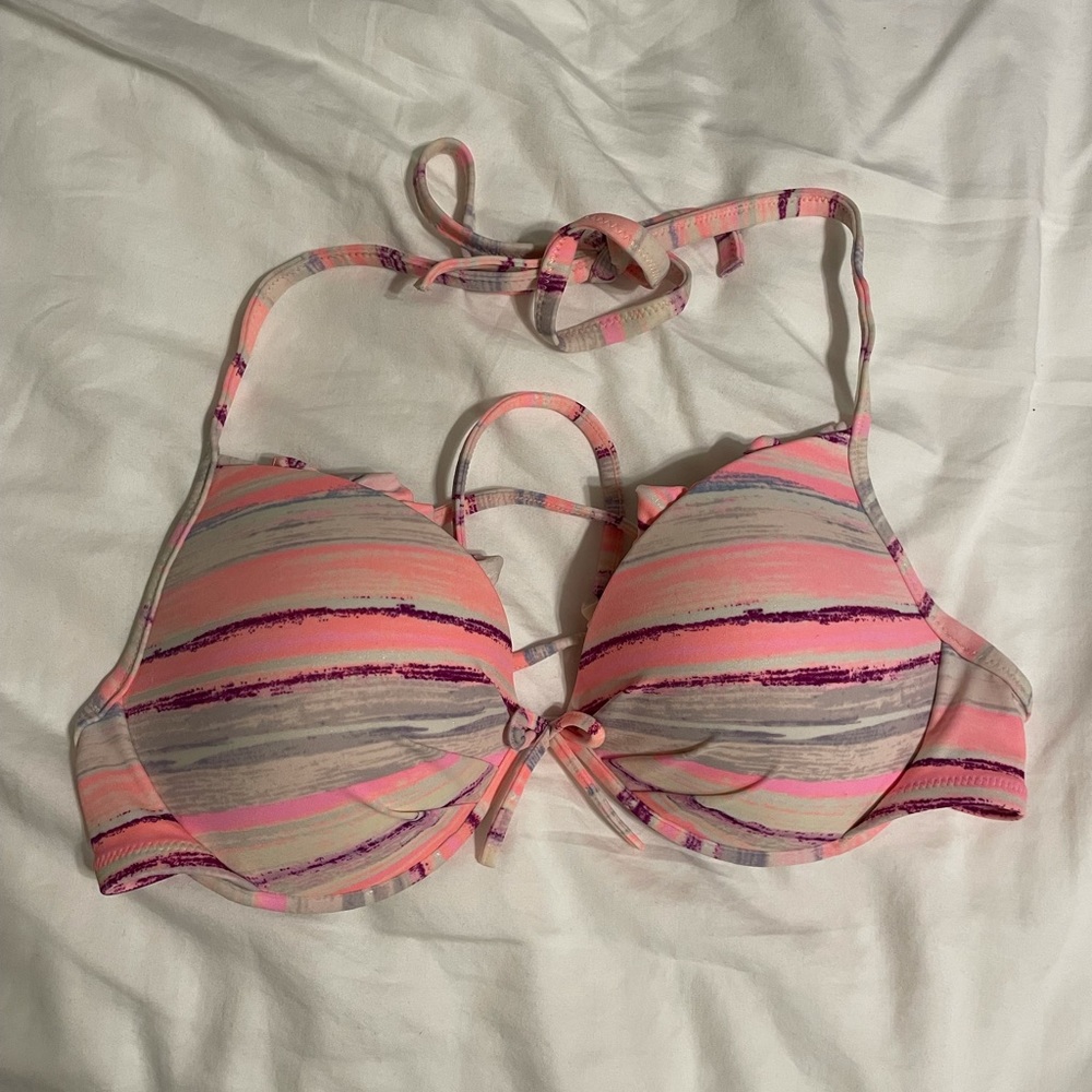 Victoria's Secret Striped Bikini Top 34D
